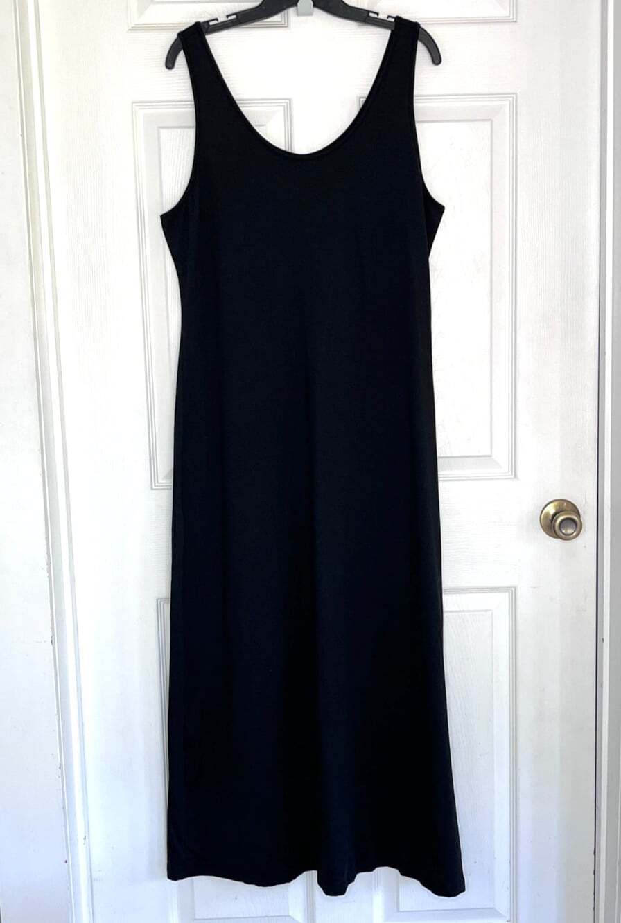 Womens Black Maxi Slip Dress sz 1XL Whimsigoth Vamp Goth Minimalist